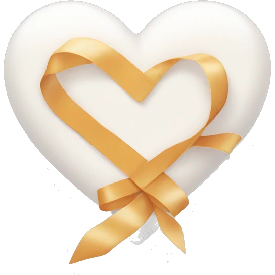 White warm colour heart with a ribbon on it  emoji