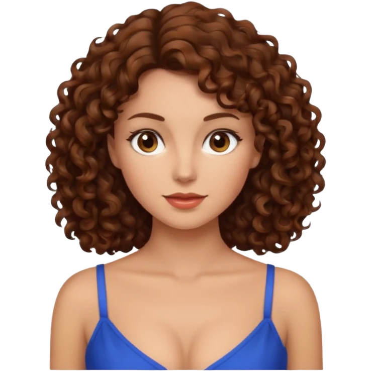 Femme cheveux bouclée brun décolleté sans sourire avec cheveux un peu foncé emoji