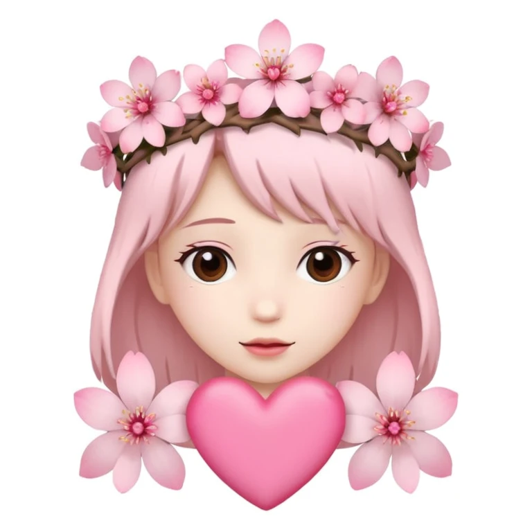 heart with sakura flower crown emoji