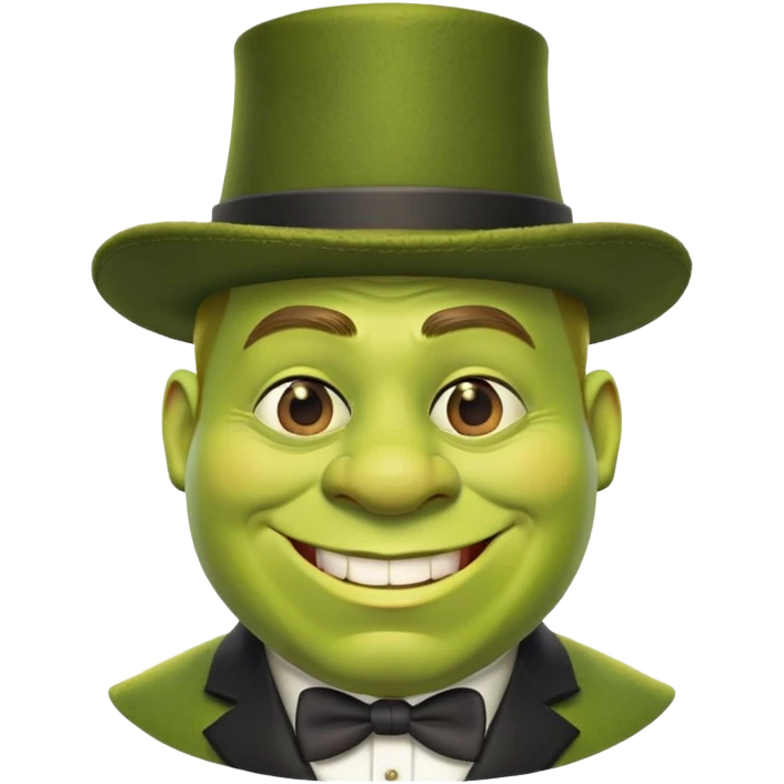 Shrek with a monocle and a mafioso hat emoji