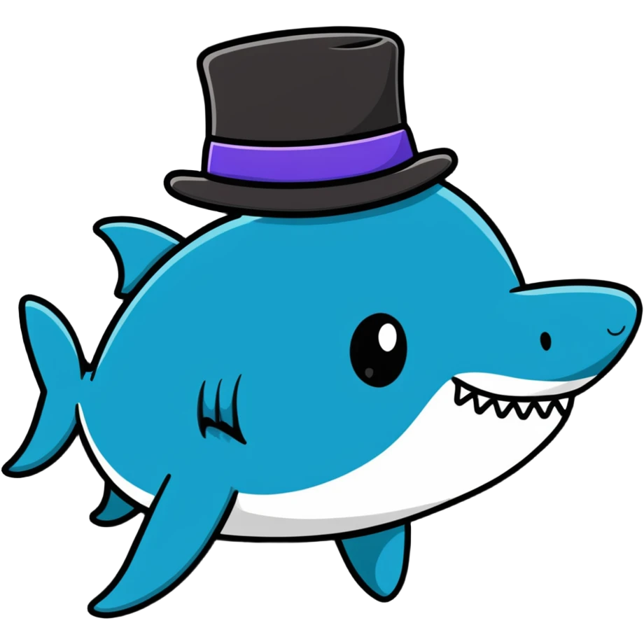 Shark with a top hat emoji