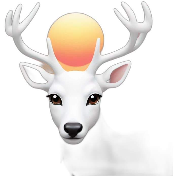White deer front of sunset emoji