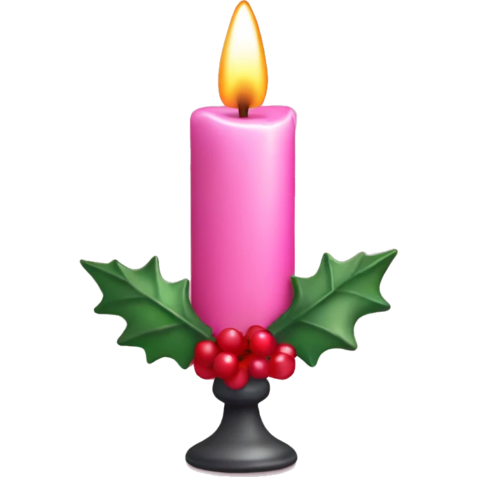 pink christmas candle with berries emoji