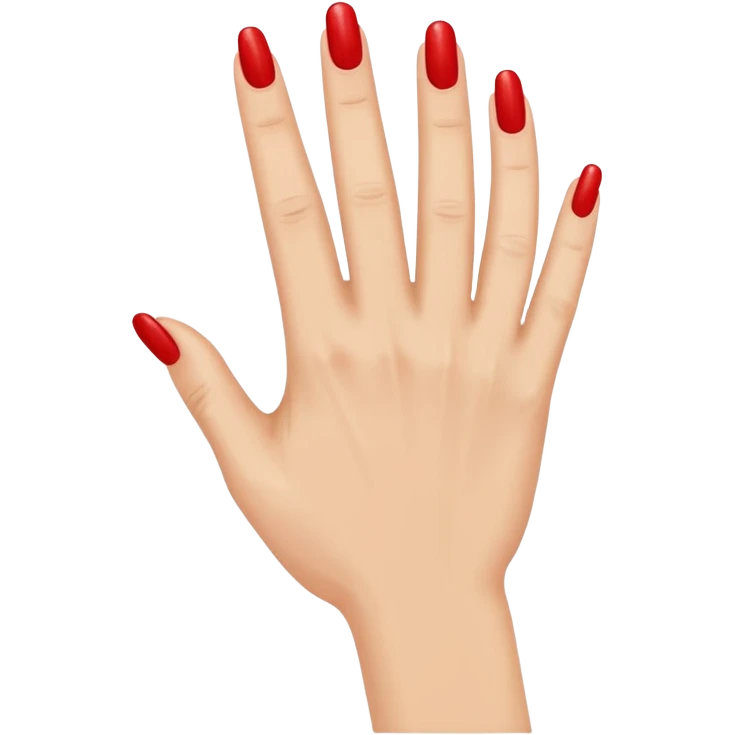 Side view of a hand with the index finger and thumb touching together as if clapping. The fingernails are long and painted. emoji