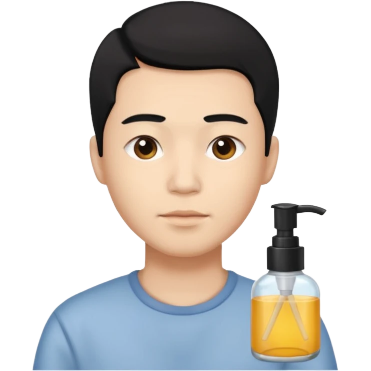 chinese man doing skincare with a faded haircut black hair emoji