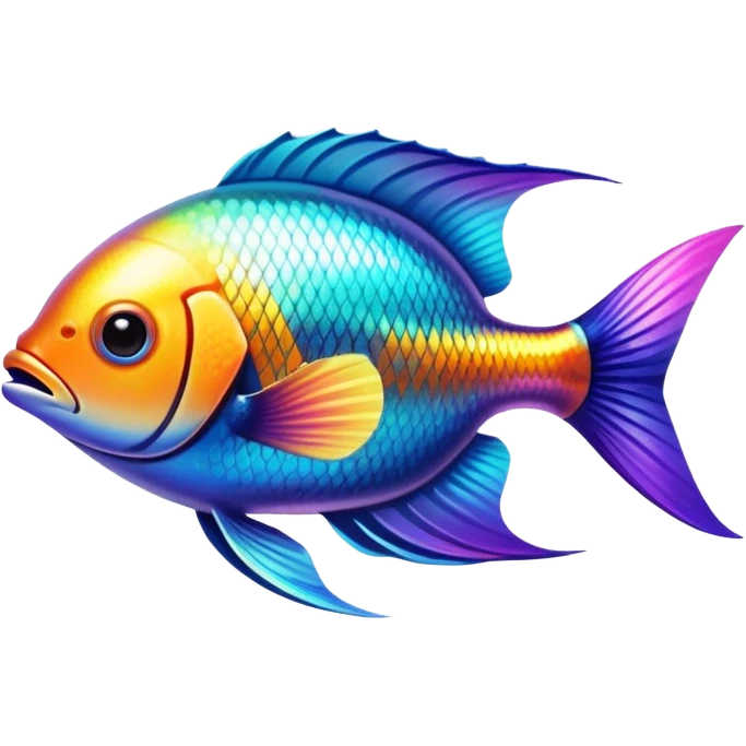 tropical fish with vibrant colors on upper body and sleek metal lower body and fins emoji