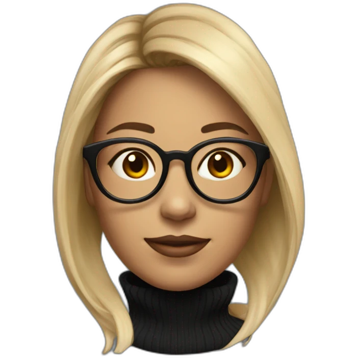 woman turtleneck from side glasses realistic emoji