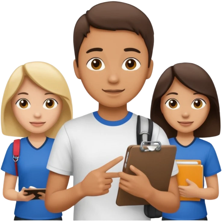 Student Leader + clipboard, Tour Group. emoji
