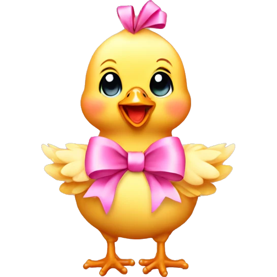 Baby chicken with pink bow emoji