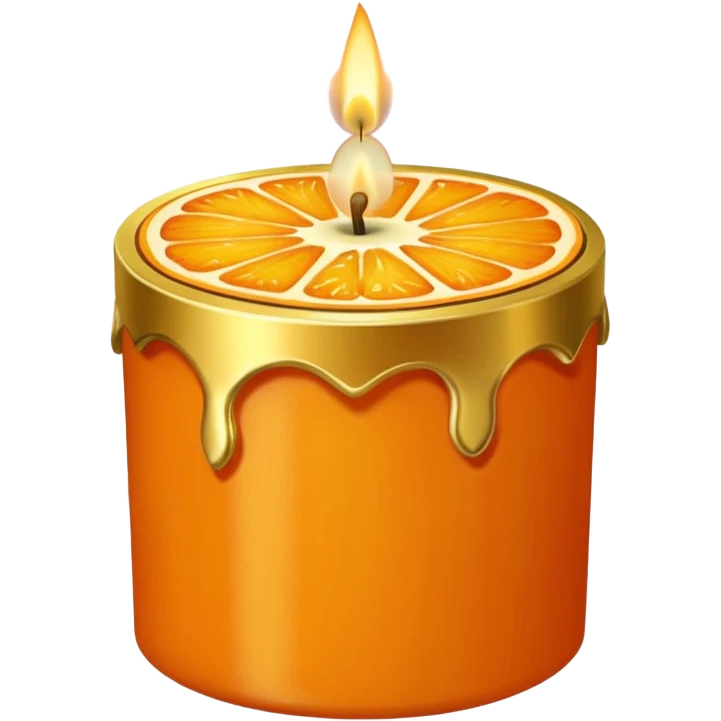 Citrus candle – orange wax in gold tin with slice design emoji