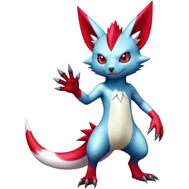 Cool Shiny Digimon-Sneasel-Zangoose-hybrid full body emoji