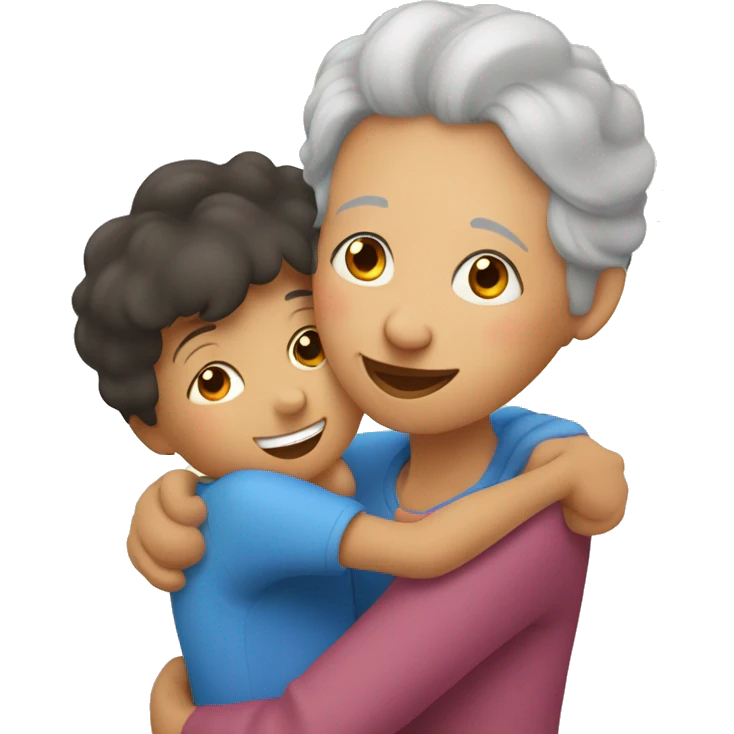 hug between grandmother and grandson emoji