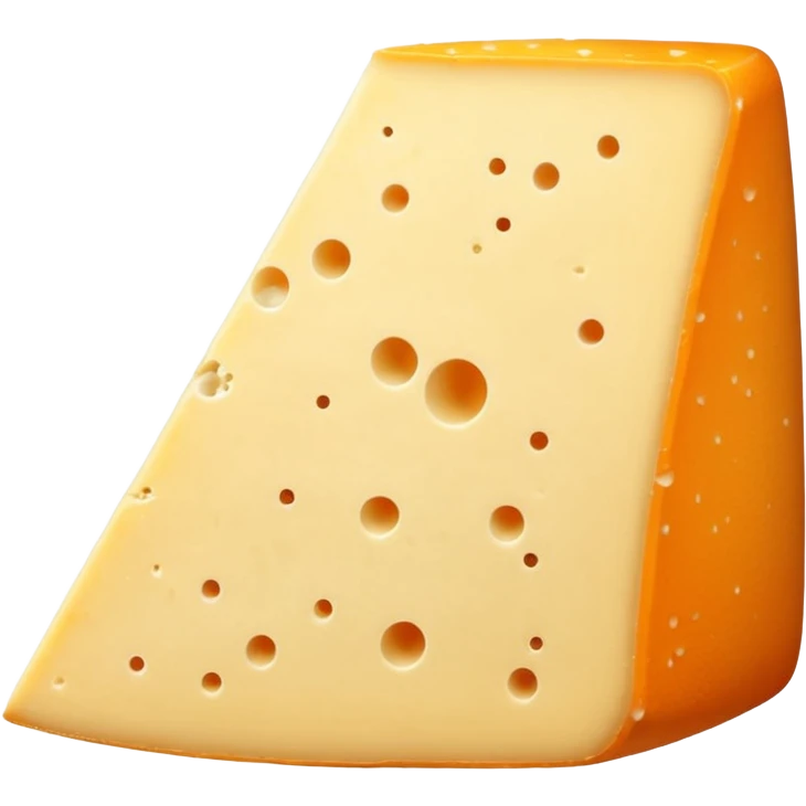 wedge of Saint-Nectaire cheese with soft washed orange-gray rind, creamy pale yellow interior, smooth and slightly supple paste, occasional small holes, gentle sheen, rind with natural aging marks, soft lighting, subtle shadows, emoji scale emoji