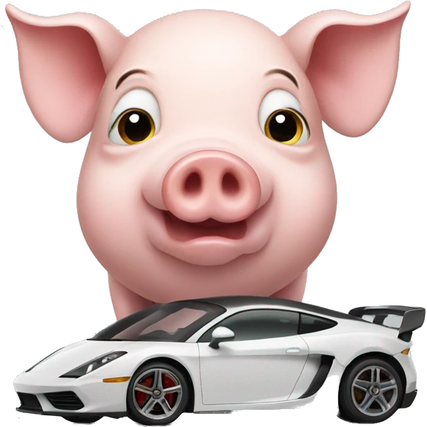 pig with sportcar emoji