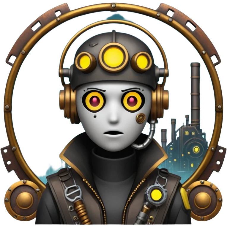an apocalyptic backdrop in the style of cyber punk and steam punk ascetics emoji
