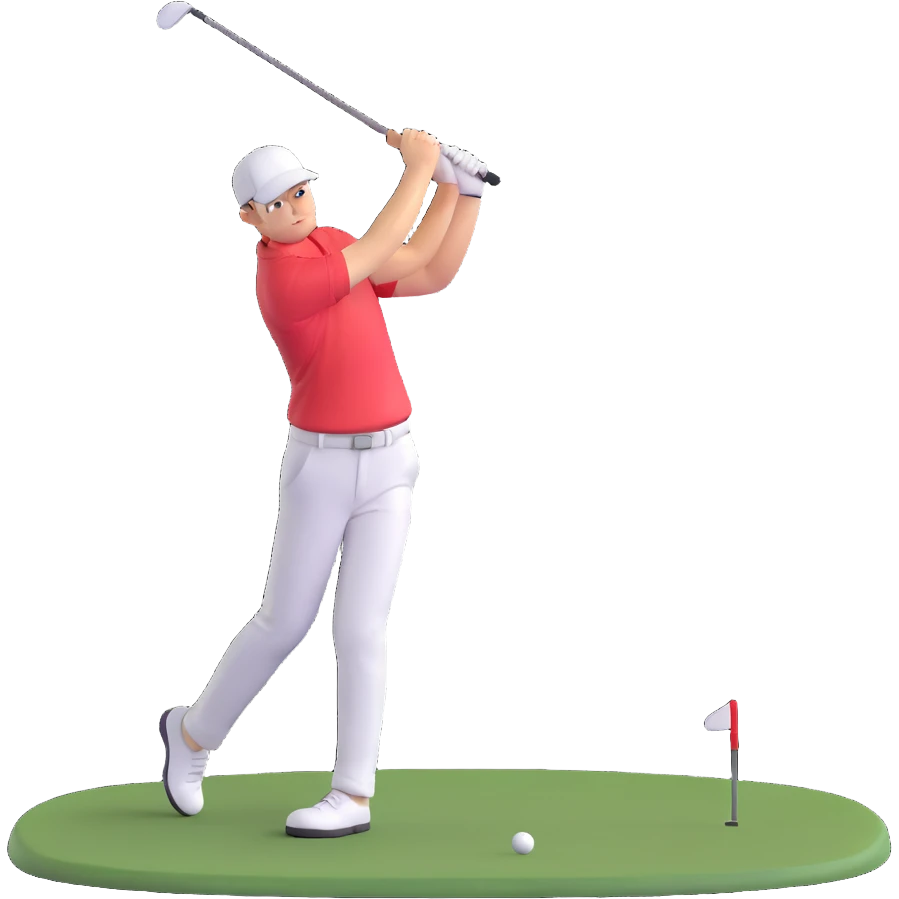 A golfer hitting a slice emoji