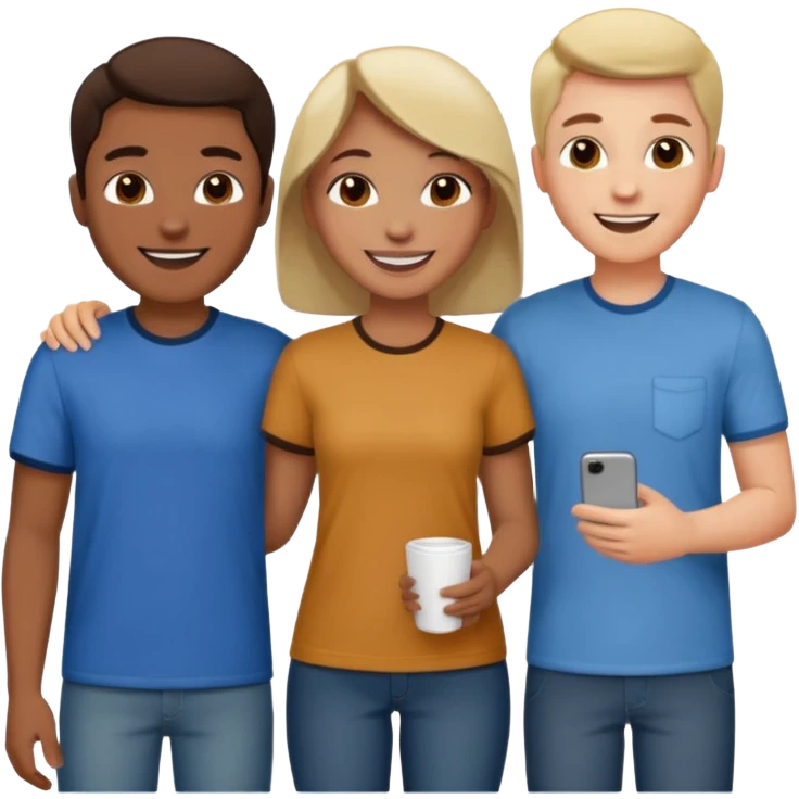 3 personas unidas clientes emoji