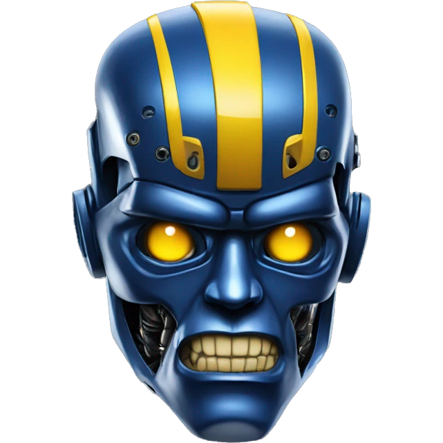 Terminator robot head with dark blue metallic skin and yellow Mohawk  emoji