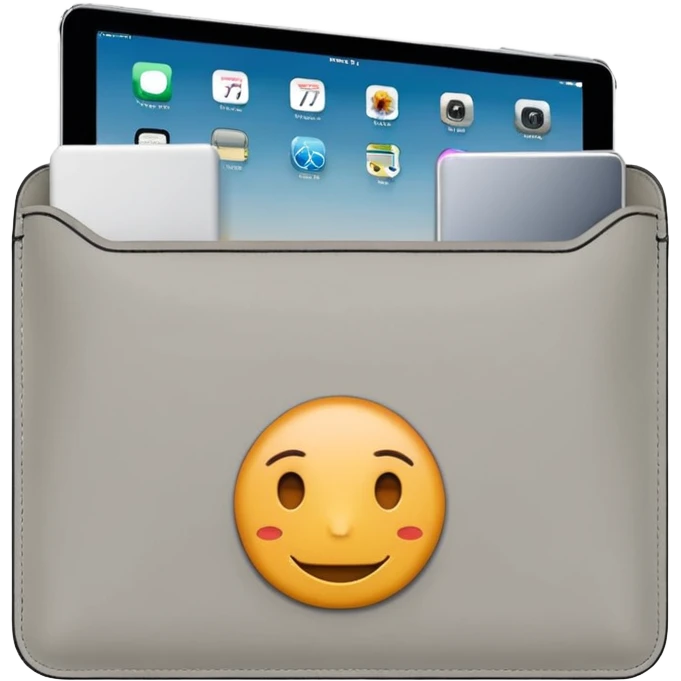 Closed forward facing Light grey trifold iPad cover
 emoji