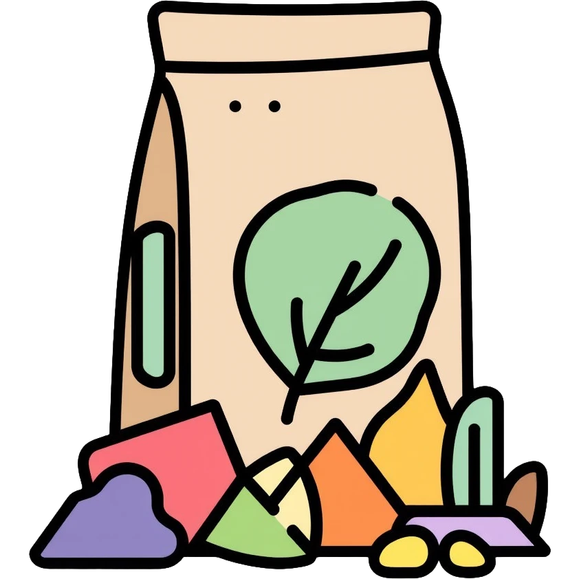 bag of mineral fertilizer with mineral symbols emoji