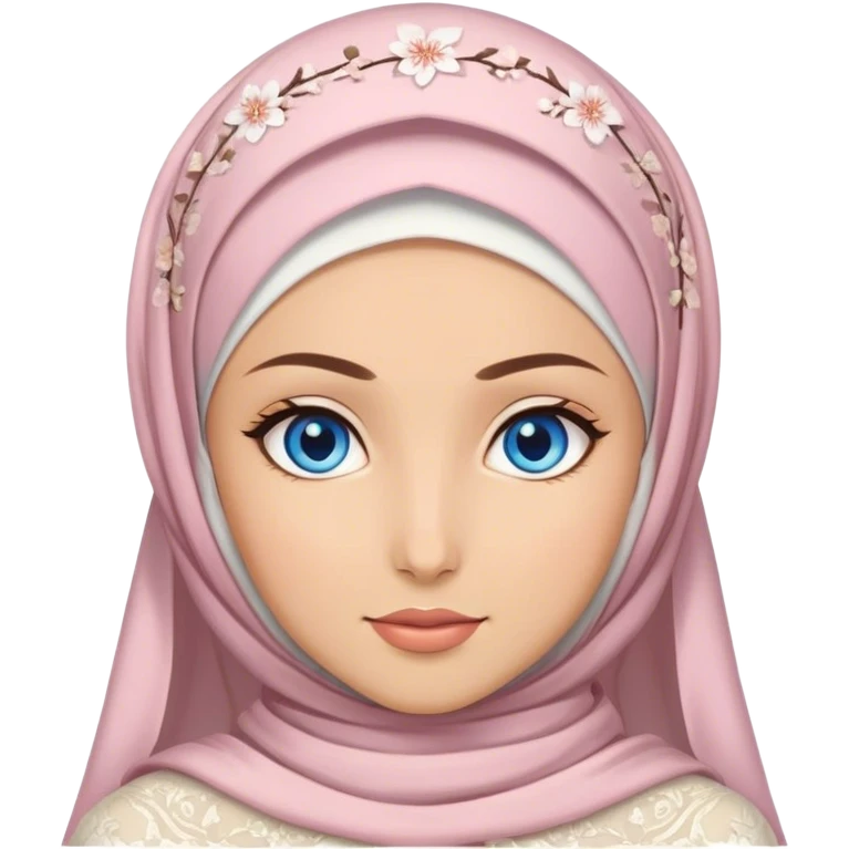 Beautiful finish hijabi girl with blue eyes and sakura wedding dress emoji