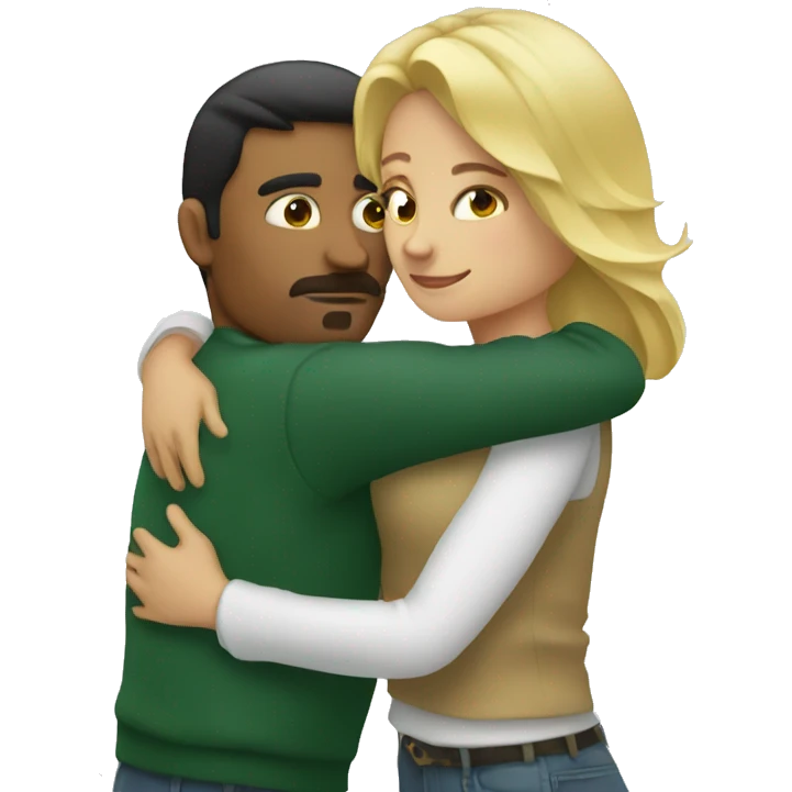 Blonde woman hugging Mexican man  emoji