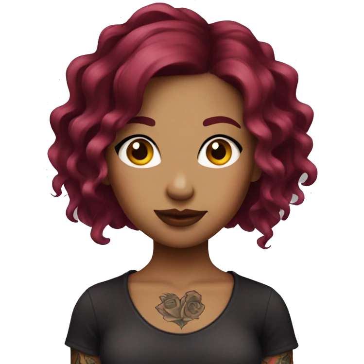 Tattooed girl with burgundy hair emoji