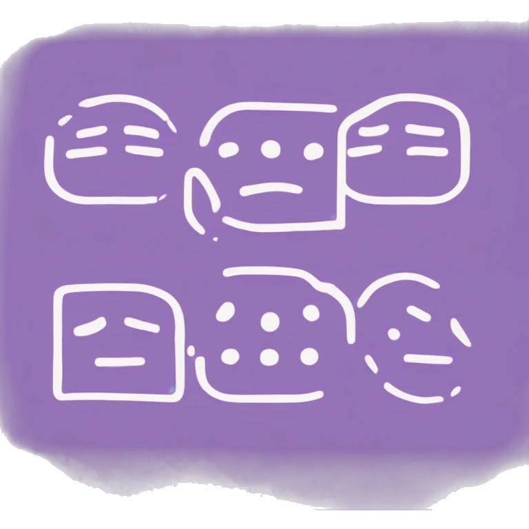 Icone minimaliste : trois rectangles blancs inclinés verticalement sur fond violet circulaire emoji