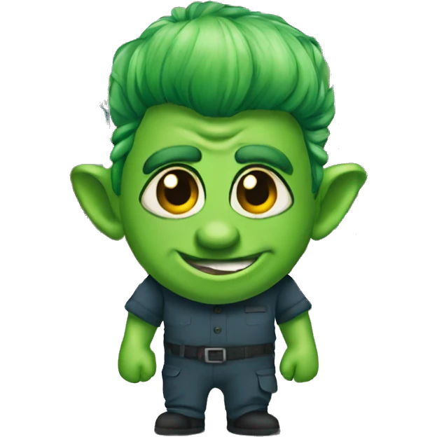 Green troll in warehouse uniform emoji