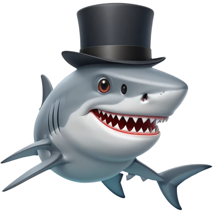 Shark with a top hat emoji