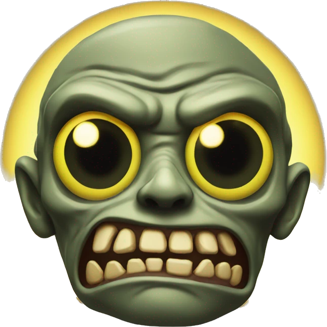 one army Zombie head with sun bright yellow eyes emoji