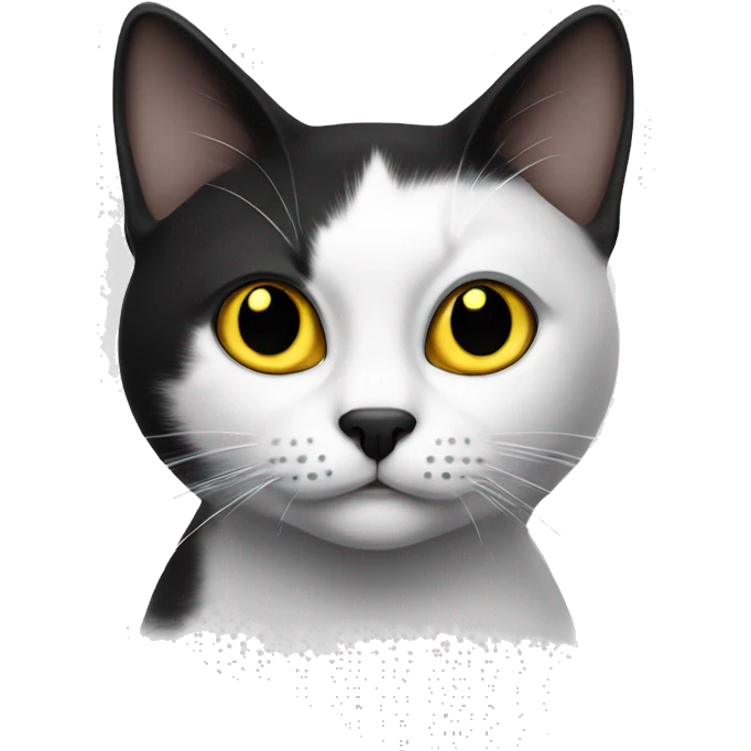 Black and white cat with yellow eyes and black nose emoji