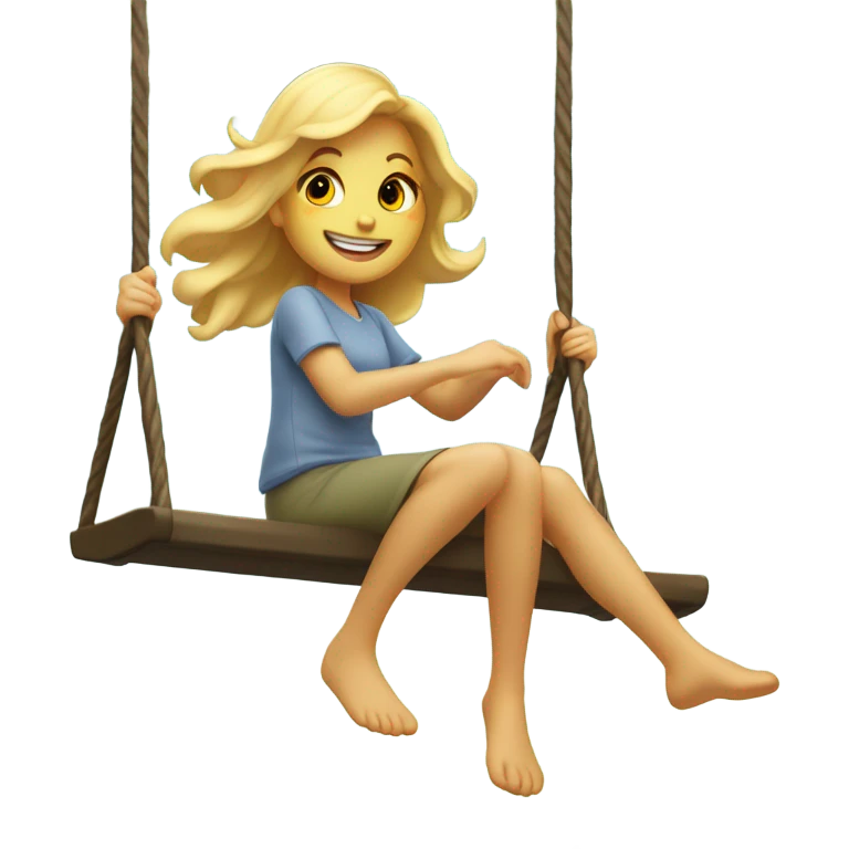 blonde girl on swing trees emoji
