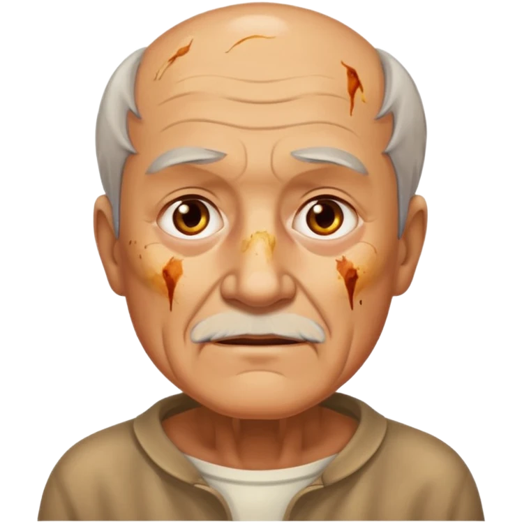 AN OLD MAN FULL OF BURNED MARKS BECAUSE OF COOKING OIL emoji