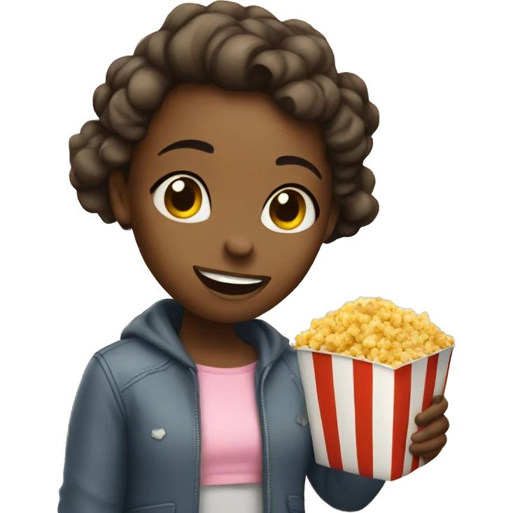 Girl with popcorn emoji