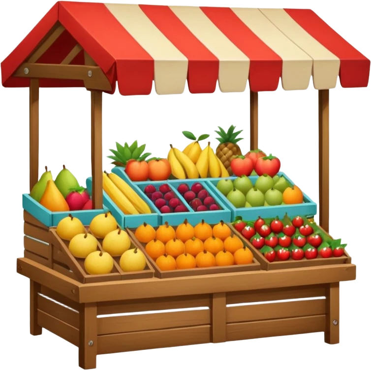 a market table with fruit and other product emoji