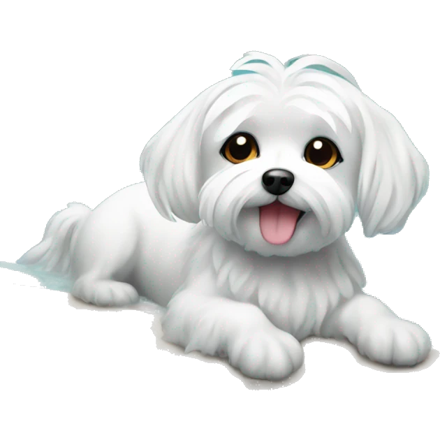 Adorable Maltese swimming in the pool emoji