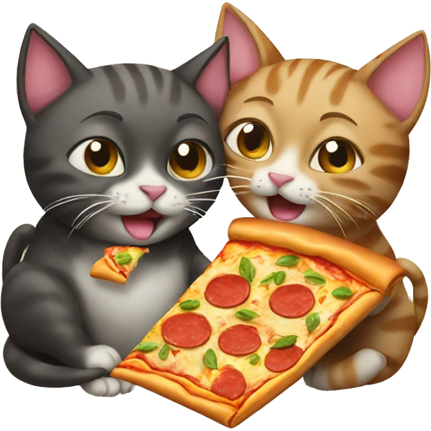 two cats eating pizza emoji