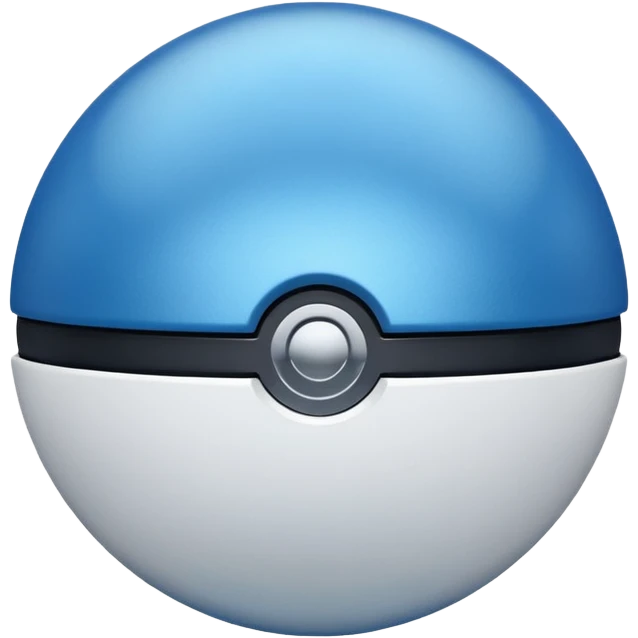 blue pokeball emoji, top half is a more saturated blue, bottom half is white, black stripe, with a metallic sheen emoji