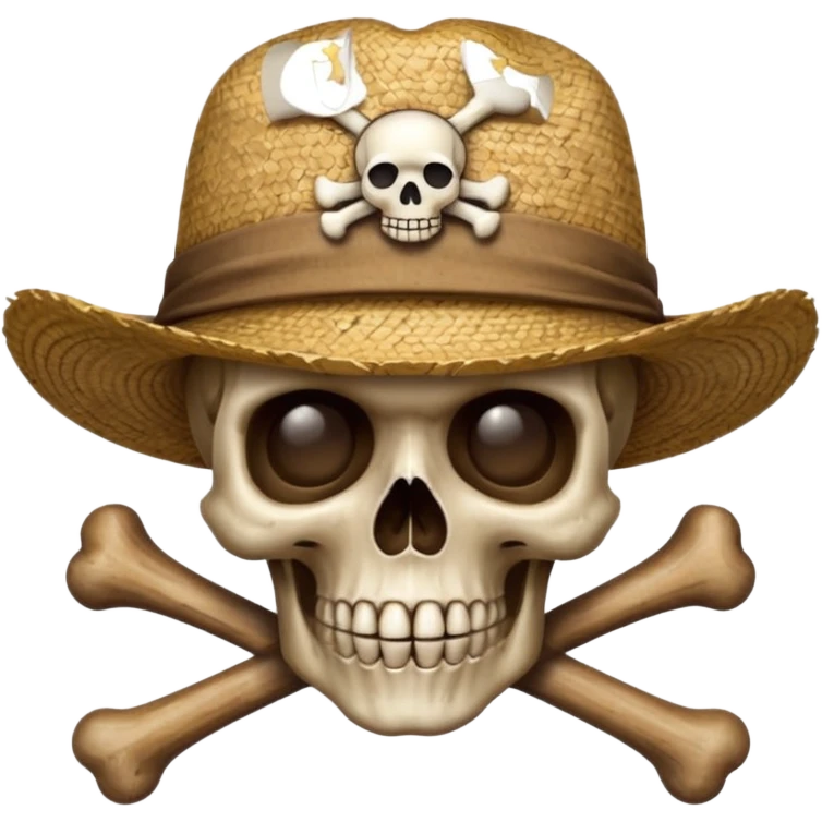 Skull and crossbones wearing a straw hat emoji