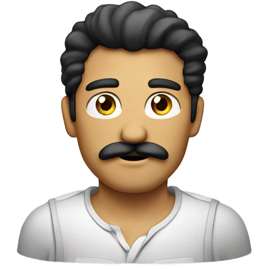 Hombre con bigote macho y con camisa Polo negra emoji