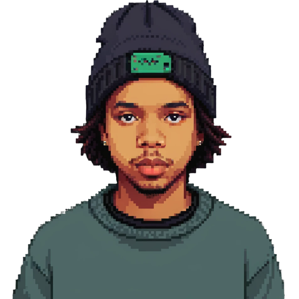 Earl Sweatshirt rapper with beanie and casual style emoji