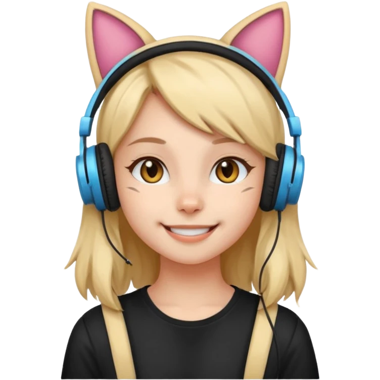 streamer girl with cat ears headphones emoji
