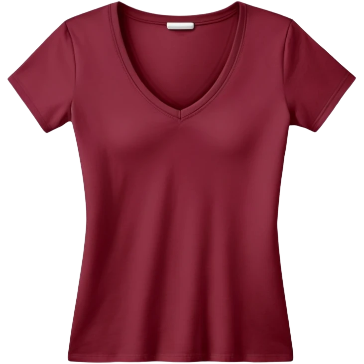 just a wine red cotton V-neck t-shirt, women's style, flat lay, no model, only the clothing item emoji