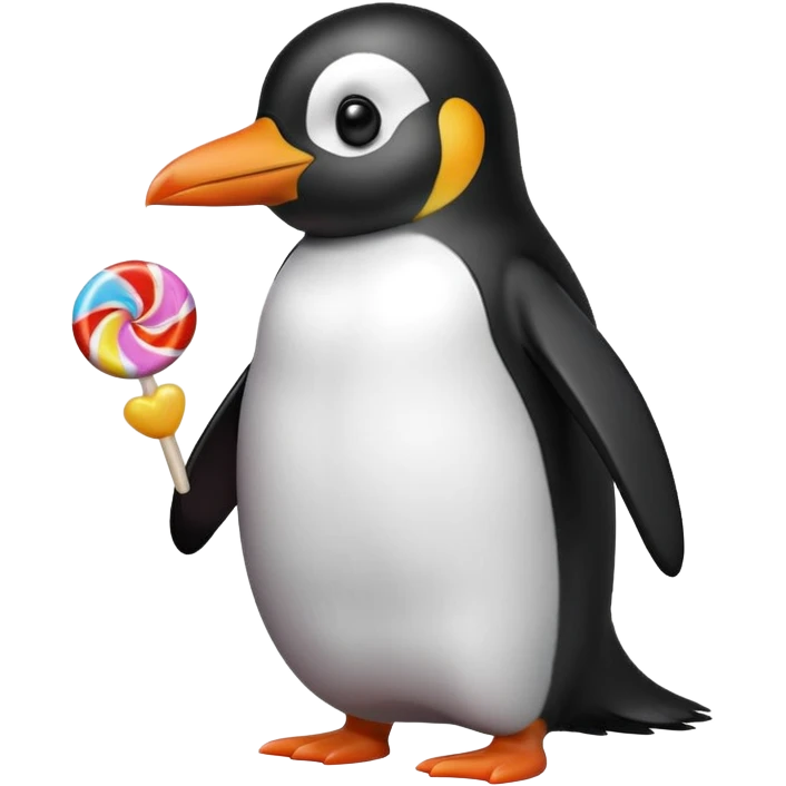 Penguin eating candy emoji