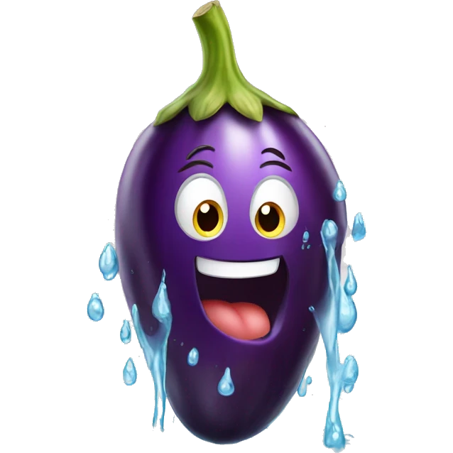 Eggplant with water coming out emoji