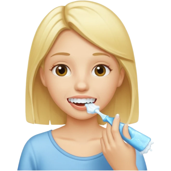 A blond girl washing its teeth  emoji