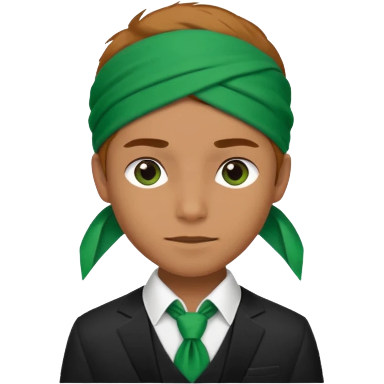 Character wearing green bandana and a suit emoji