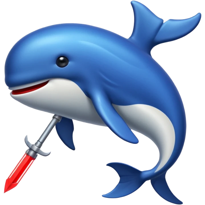 Une baleine avec un sabre laser rouge emoji