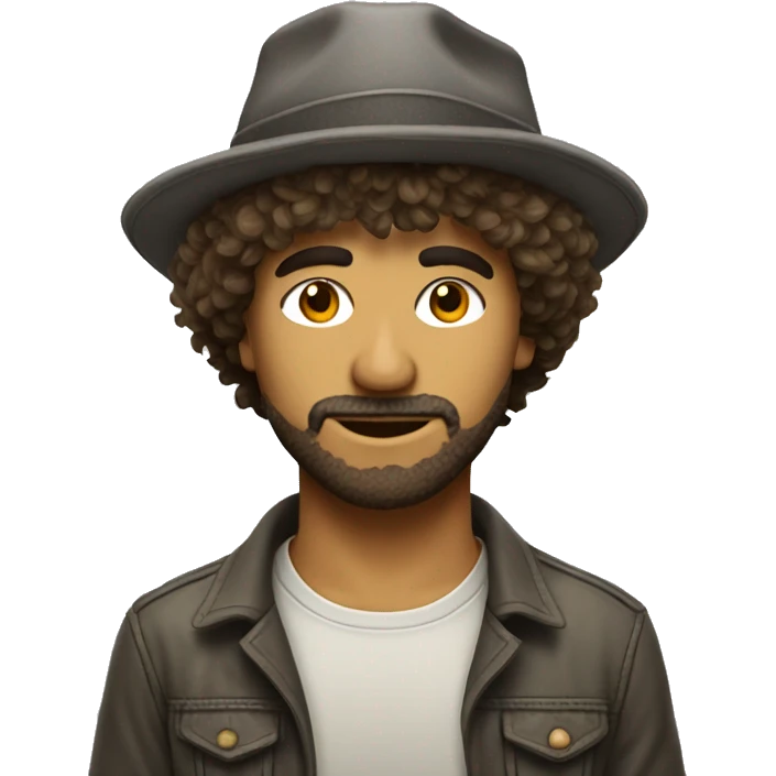 Shaggy-haired graphic designer hat emoji
